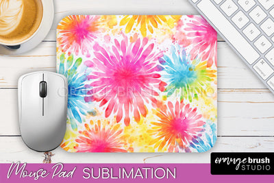 Tie Dye Mouse Pad Design - Rainbow Mousepad Sublimation PNG Sublimation OrangeBrushStudio 