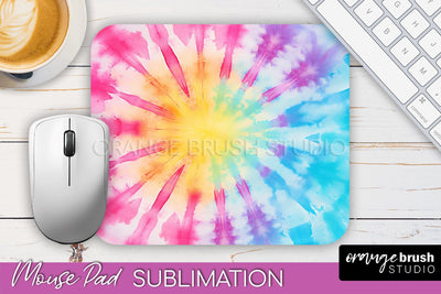 Tie Dye Mouse Pad Design - Rainbow Mousepad Sublimation PNG Sublimation OrangeBrushStudio 