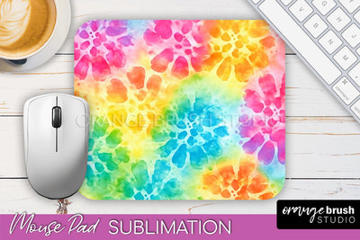 Tie Dye Mouse Pad Design - Rainbow Mousepad Sublimation PNG Sublimation OrangeBrushStudio 