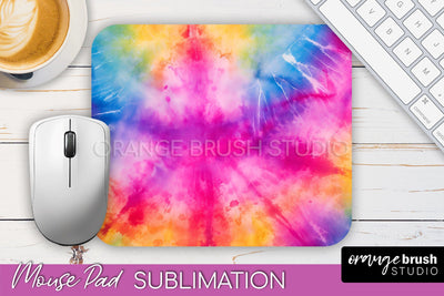 Tie Dye Mouse Pad Design - Rainbow Mousepad Sublimation PNG Sublimation OrangeBrushStudio 