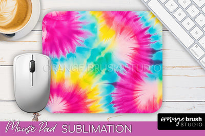 Tie Dye Mouse Pad Design - Rainbow Mousepad Sublimation PNG Sublimation OrangeBrushStudio 