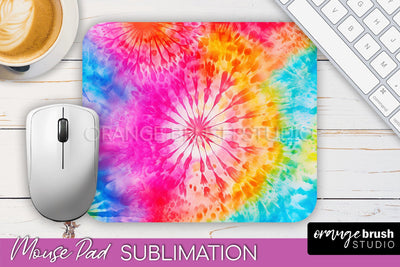 Tie Dye Mouse Pad Design - Rainbow Mousepad Sublimation PNG Sublimation OrangeBrushStudio 