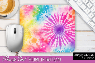 Tie Dye Mouse Pad Design - Rainbow Mousepad Sublimation PNG Sublimation OrangeBrushStudio 