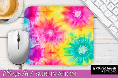 Tie Dye Mouse Pad Design - Rainbow Mousepad Sublimation PNG Sublimation OrangeBrushStudio 