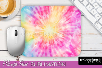 Tie Dye Mouse Pad Design - Rainbow Mousepad Sublimation PNG Sublimation OrangeBrushStudio 