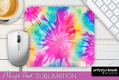 Tie Dye Mouse Pad Design - Rainbow Mousepad Sublimation PNG Sublimation OrangeBrushStudio 