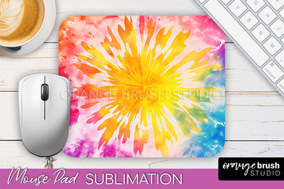 Tie Dye Mouse Pad Design - Rainbow Mousepad Sublimation PNG Sublimation OrangeBrushStudio 