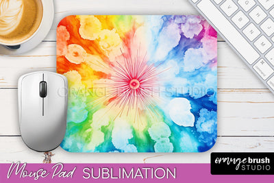 Tie Dye Mouse Pad Design - Rainbow Mousepad Sublimation PNG Sublimation OrangeBrushStudio 