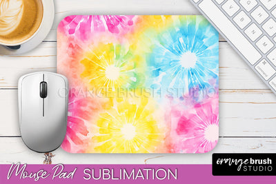 Tie Dye Mouse Pad Design - Rainbow Mousepad Sublimation PNG Sublimation OrangeBrushStudio 
