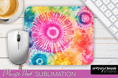 Tie Dye Mouse Pad Design - Rainbow Mousepad Sublimation PNG Sublimation OrangeBrushStudio 