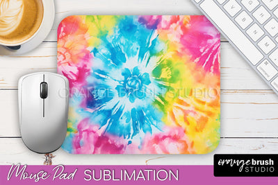Tie Dye Mouse Pad Design - Rainbow Mousepad Sublimation PNG Sublimation OrangeBrushStudio 
