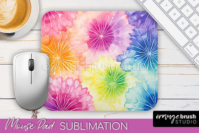 Tie Dye Mouse Pad Design - Rainbow Mousepad Sublimation PNG Sublimation OrangeBrushStudio 