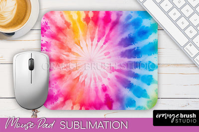 Tie Dye Mouse Pad Design - Rainbow Mousepad Sublimation PNG Sublimation OrangeBrushStudio 