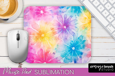 Tie Dye Mouse Pad Design - Rainbow Mousepad Sublimation PNG Sublimation OrangeBrushStudio 