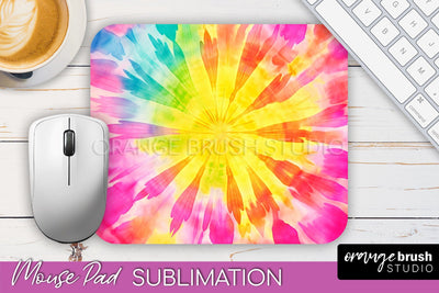 Tie Dye Mouse Pad Design - Rainbow Mousepad Sublimation PNG Sublimation OrangeBrushStudio 