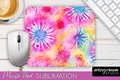 Tie Dye Mouse Pad Design - Rainbow Mousepad Sublimation PNG Sublimation OrangeBrushStudio 