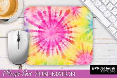 Tie Dye Mouse Pad Design - Rainbow Mousepad Sublimation PNG Sublimation OrangeBrushStudio 