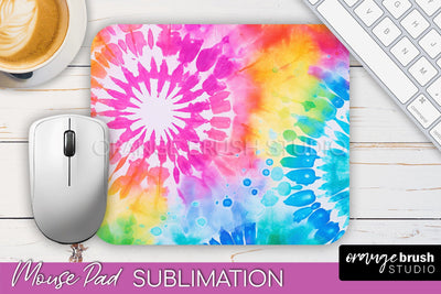 Tie Dye Mouse Pad Design - Rainbow Mousepad Sublimation PNG Sublimation OrangeBrushStudio 