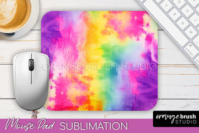 Tie Dye Mouse Pad Design - Rainbow Mousepad Sublimation PNG Sublimation OrangeBrushStudio 
