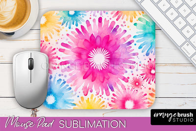Tie Dye Mouse Pad Design - Rainbow Mousepad Sublimation PNG Sublimation OrangeBrushStudio 
