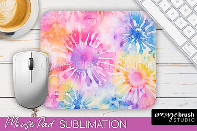 Tie Dye Mouse Pad Design - Rainbow Mousepad Sublimation PNG Sublimation OrangeBrushStudio 