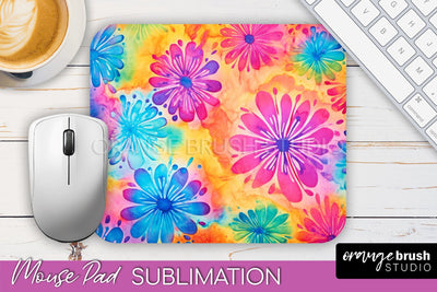 Tie Dye Mouse Pad Design - Rainbow Mousepad Sublimation PNG Sublimation OrangeBrushStudio 