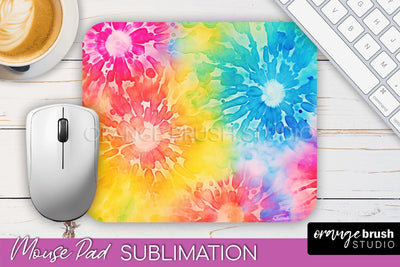 Tie Dye Mouse Pad Design - Rainbow Mousepad Sublimation PNG Sublimation OrangeBrushStudio 