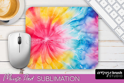 Tie Dye Mouse Pad Design - Rainbow Mousepad Sublimation PNG Sublimation OrangeBrushStudio 