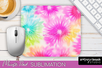 Tie Dye Mouse Pad Design - Rainbow Mousepad Sublimation PNG Sublimation OrangeBrushStudio 