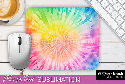 Tie Dye Mouse Pad Design - Rainbow Mousepad Sublimation PNG Sublimation OrangeBrushStudio 