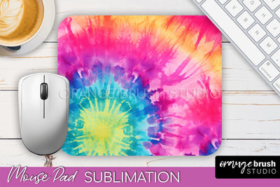 Tie Dye Mouse Pad Design - Rainbow Mousepad Sublimation PNG Sublimation OrangeBrushStudio 