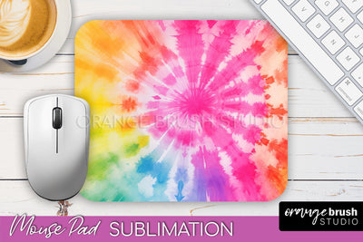 Tie Dye Mouse Pad Design - Rainbow Mousepad Sublimation PNG Sublimation OrangeBrushStudio 