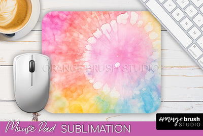 Tie Dye Mouse Pad Design - Rainbow Mousepad Sublimation PNG Sublimation OrangeBrushStudio 