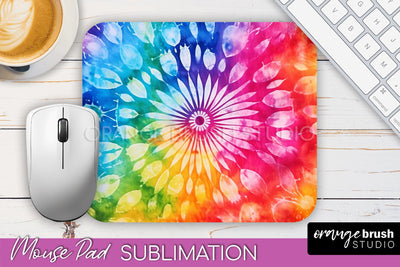 Tie Dye Mouse Pad Design - Rainbow Mousepad Sublimation PNG Sublimation OrangeBrushStudio 