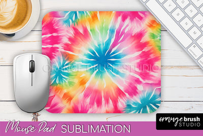 Tie Dye Mouse Pad Design - Rainbow Mousepad Sublimation PNG Sublimation OrangeBrushStudio 