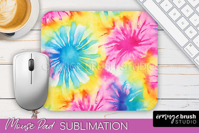 Tie Dye Mouse Pad Design - Rainbow Mousepad Sublimation PNG Sublimation OrangeBrushStudio 