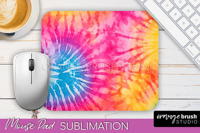 Tie Dye Mouse Pad Design - Rainbow Mousepad Sublimation PNG Sublimation OrangeBrushStudio 