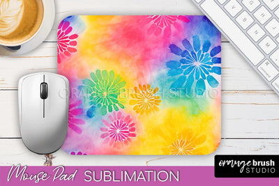 Tie Dye Mouse Pad Design - Rainbow Mousepad Sublimation PNG Sublimation OrangeBrushStudio 