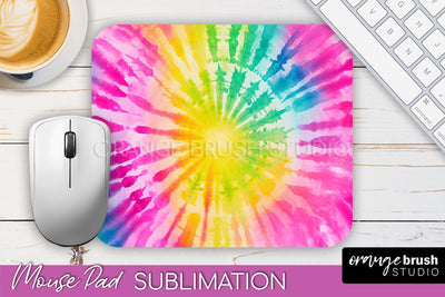 Tie Dye Mouse Pad Design - Rainbow Mousepad Sublimation PNG Sublimation OrangeBrushStudio 