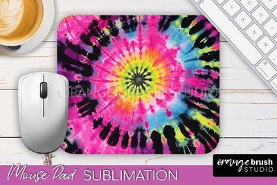 Tie Dye Mouse Pad Sublimation - Neon Mousepad PNG Design Sublimation OrangeBrushStudio 