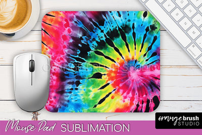 Tie Dye Mouse Pad Sublimation - Neon Mousepad PNG Design Sublimation OrangeBrushStudio 