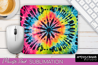 Tie Dye Mouse Pad Sublimation - Neon Mousepad PNG Design Sublimation OrangeBrushStudio 