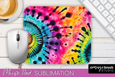 Tie Dye Mouse Pad Sublimation - Neon Mousepad PNG Design Sublimation OrangeBrushStudio 