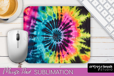 Tie Dye Mouse Pad Sublimation - Neon Mousepad PNG Design Sublimation OrangeBrushStudio 