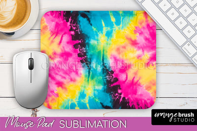 Tie Dye Mouse Pad Sublimation - Neon Mousepad PNG Design Sublimation OrangeBrushStudio 