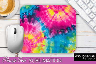 Tie Dye Mouse Pad Sublimation - Neon Mousepad PNG Design Sublimation OrangeBrushStudio 
