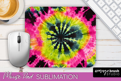 Tie Dye Mouse Pad Sublimation - Neon Mousepad PNG Design Sublimation OrangeBrushStudio 