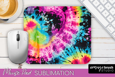 Tie Dye Mouse Pad Sublimation - Neon Mousepad PNG Design Sublimation OrangeBrushStudio 
