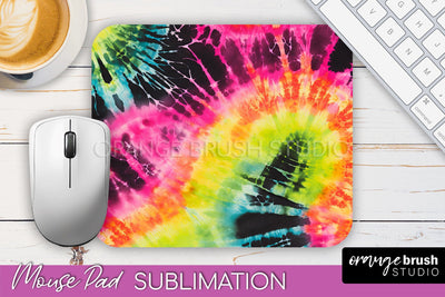 Tie Dye Mouse Pad Sublimation - Neon Mousepad PNG Design Sublimation OrangeBrushStudio 