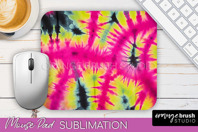 Tie Dye Mouse Pad Sublimation - Neon Mousepad PNG Design Sublimation OrangeBrushStudio 